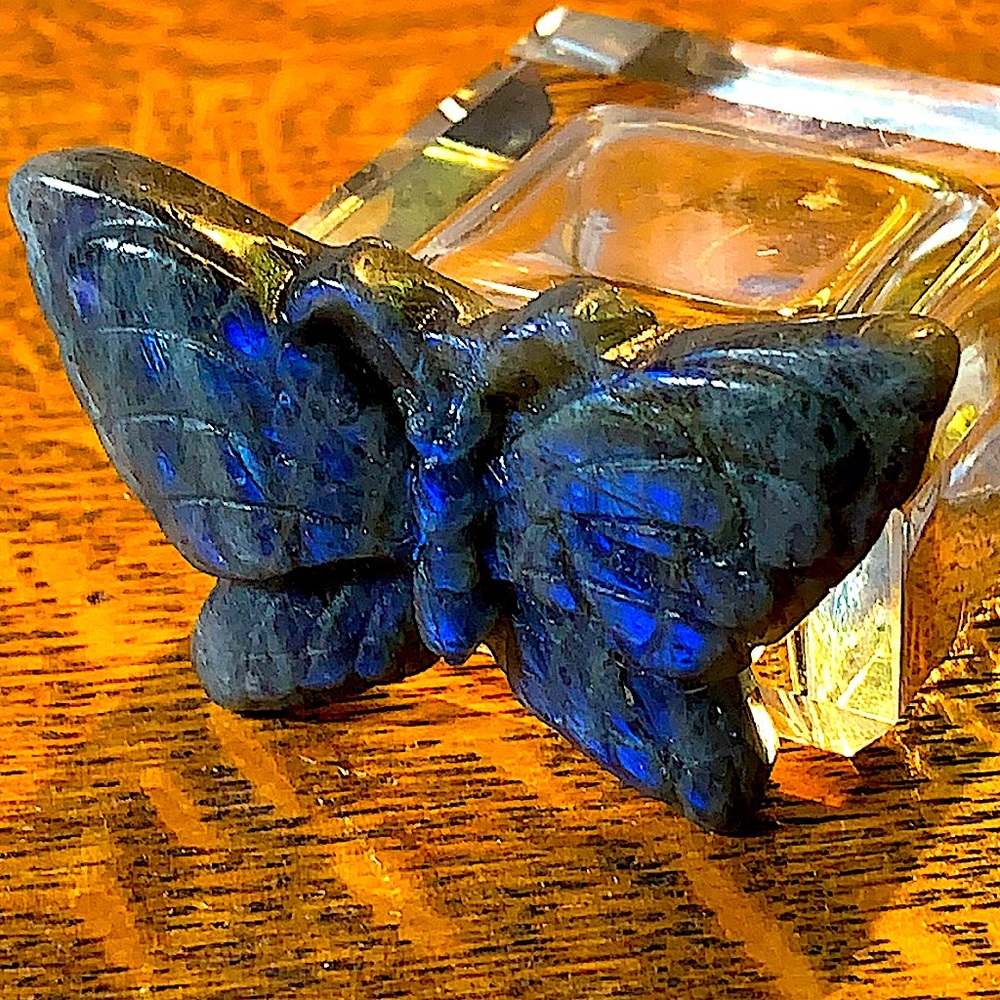 BUTTERFLY 🦋 BLUE LABRADORITE CARVED CRYSTAL